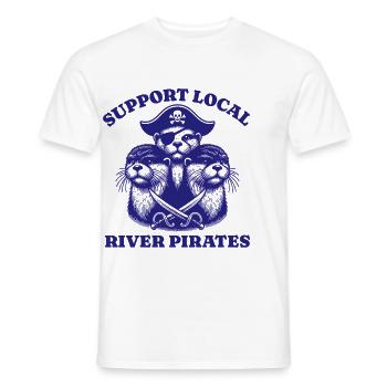 Soutenez Local River Pirates Drôle Loutre castor - T-shirt homme - blanc - Devant - AI Model Male 178 dark (178cm)