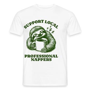 Support Local Professional Nappers Funny Sloth - Men's T-Shirt - white - Front - AI Model Male 178 dark (178cm)