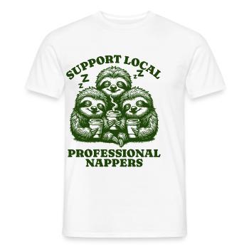 Support Local Professional Nappers Funny Sloth - Men's T-Shirt - white - Front - AI Model Male 178 dark (178cm)