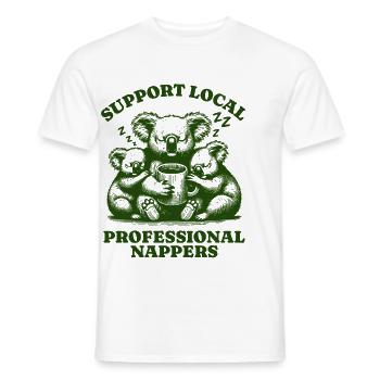 Soutenez les siestes professionnelles locales Funny Koala - T-shirt homme - blanc - Devant - AI Model Male 178 dark (178cm)