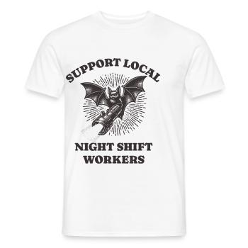 Support Local Night Shift Workers Lustiges Bat - Männer T-Shirt - Weiß - Vorne - AI Model Male 178 dark (178cm)