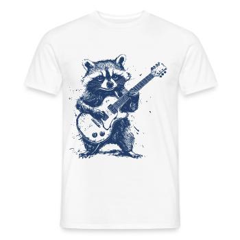 raton laveur jouant de la guitare Blue Print - T-shirt homme - blanc - Devant - AI Model Male 178 dark (178cm)