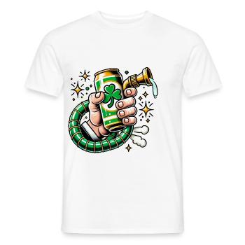 Conception amusante de canette de bière de la Saint-Patrick - T-shirt homme - blanc - Devant - AI Model Male 178 dark (178cm)