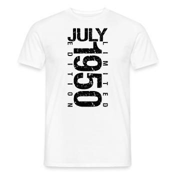Birthday July 1950 July born in July 1950 - Men's T-Shirt - white - Front - AI Model Male 178 dark (178cm)