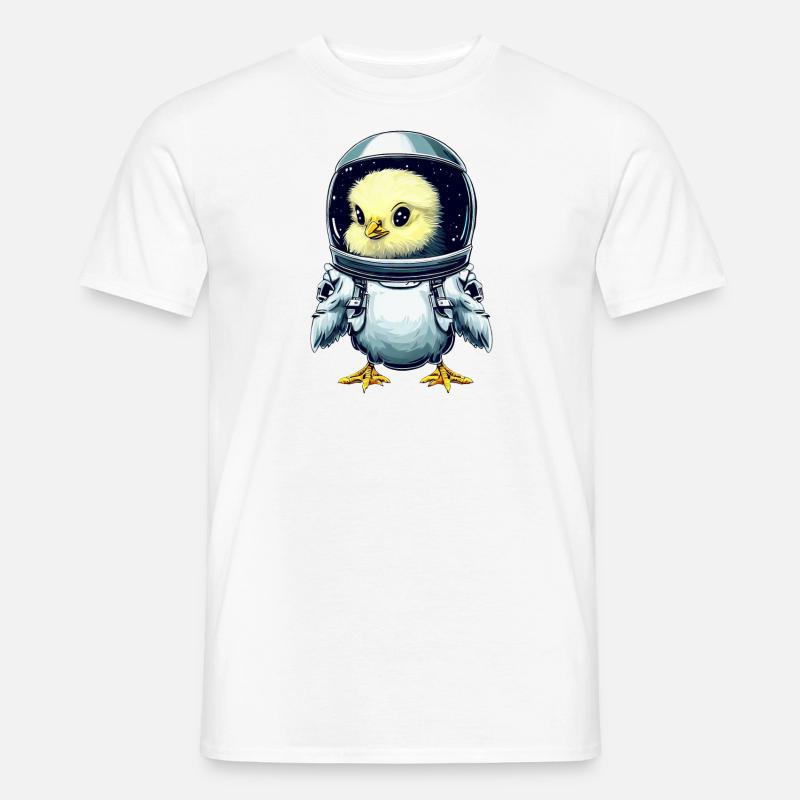 Chicken and chick astronauts, creative - Men’s T-shirt - white