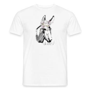 Donkey, Graffiti, Painting, Grey, Flowers - Men's T-Shirt - white - Front - AI Model Male 178 dark (178cm)