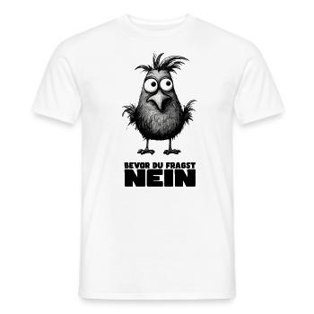 Funny bird design with saying: Before you ask - Men's T-Shirt - white - Front - AI Model Male 178 dark (178cm)
