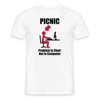 PICNIC - Problem in Chair, not in Computer - - T-shirt homme - blanc - Devant - AI Model Male 178 dark (178cm)