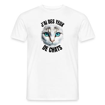 J'ai des yeux de chats - T-shirt homme - blanc - Devant - AI Model Male 178 dark (178cm)