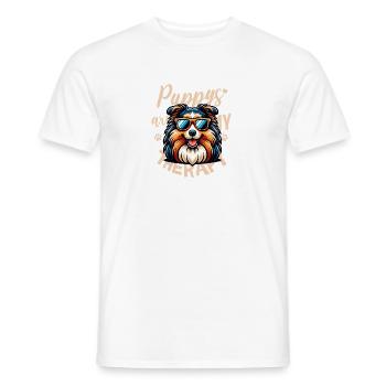 Shetland Sheepdog Sheltie With Sunglasses - Men's T-Shirt - white - Front - AI Model Male 178 dark (178cm)