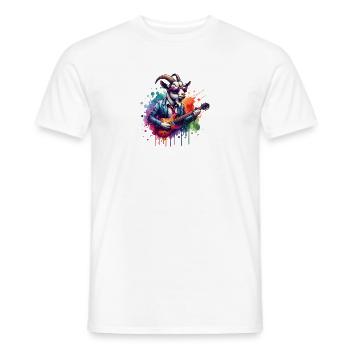 Cool Goat Playing Guitar Band Design - Men's T-Shirt - white - Front - AI Model Male 178 dark (178cm)