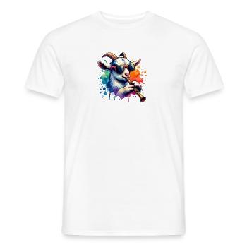 Cute Goats and Drum Farm Motif - Men's T-Shirt - white - Front - AI Model Male 178 dark (178cm)