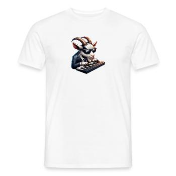 Goat on farm playing keyboard - Men's T-Shirt - white - Front - AI Model Male 178 dark (178cm)