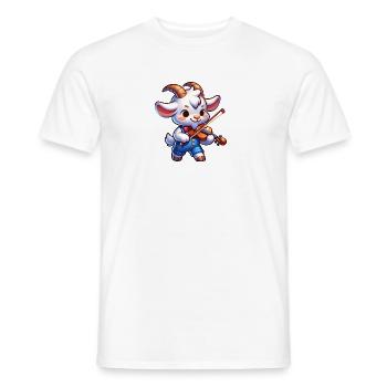 Cute Goat Playing Violin Farm Music - Men's T-Shirt - white - Front - AI Model Male 178 dark (178cm)