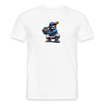 Cooler Faultier Baseball Spieler - Männer T-Shirt - Weiß - Vorne - AI Model Male 178 dark (178cm)