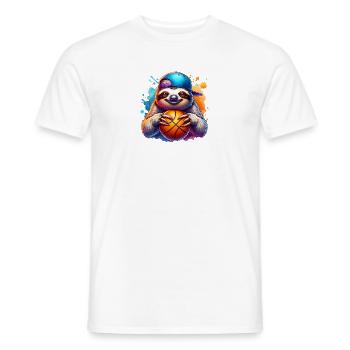 Funny Basketball Playing Sloth - Men's T-Shirt - white - Front - AI Model Male 178 dark (178cm)