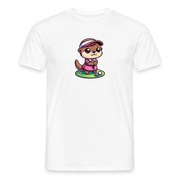 Funny Girl Otter Golfer Golf Golfing Fun - Men's T-Shirt - white - Front - AI Model Male 178 dark (178cm)