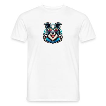 Border Collie Hund Fußballspieler Ball Champion - Männer T-Shirt - Weiß - Vorne - AI Model Male 178 dark (178cm)