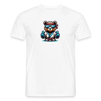 Karate Bear with Sunglasses and Headband - Men's T-Shirt - white - Front - AI Model Male 178 dark (178cm)