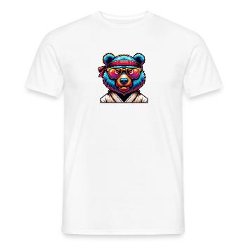 Ours de karaté cool avec lunettes de soleil - T-shirt homme - blanc - Devant - AI Model Male 178 dark (178cm)
