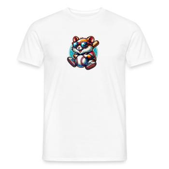 Hamster with baseball and glasses - Men's T-Shirt - white - Front - AI Model Male 178 dark (178cm)