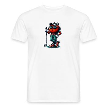 Drôle de tomate de golf avec des lunettes de soleil cool et - T-shirt homme - blanc - Devant - AI Model Male 178 dark (178cm)