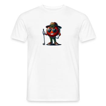 Funny golf tomato with sunglasses and - Men's T-Shirt - white - Front - AI Model Male 178 dark (178cm)