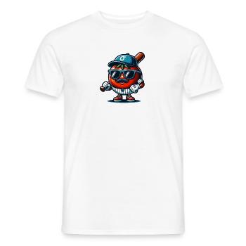 Funny Tomato Baseball Hat with Sunglasses - Men's T-Shirt - white - Front - AI Model Male 178 dark (178cm)