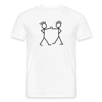 2 Strichmännchen - Handschlag - Männer T-Shirt - Weiß - Vorne - AI Model Male 178 dark (178cm)