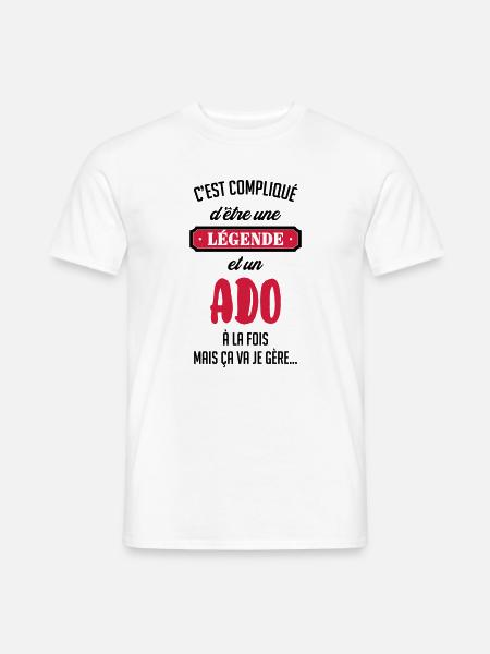 adolescent / enfant / ado / adolescente - T-shirt homme - blanc