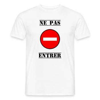 INTERDIT. DO NOT ENTER. PANNEAU. DANGER - T-shirt homme - blanc - Devant - AI Model Male 178 dark (178cm)