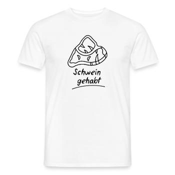 Schwein gehabt - Männer T-Shirt - Weiß - Vorne - AI Model Male 178 dark (178cm)