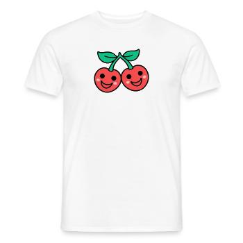Duo cerise de style kawaii - T-shirt homme - blanc - Devant - AI Model Male 178 dark (178cm)