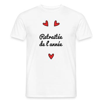 RETRAITEE. RETRAITE. BONNE RETRAITE - T-shirt homme - blanc - Devant - AI Model Male 178 dark (178cm)