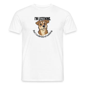 J’écoute le mème du chien - T-shirt homme - blanc - Devant - AI Model Male 178 dark (178cm)