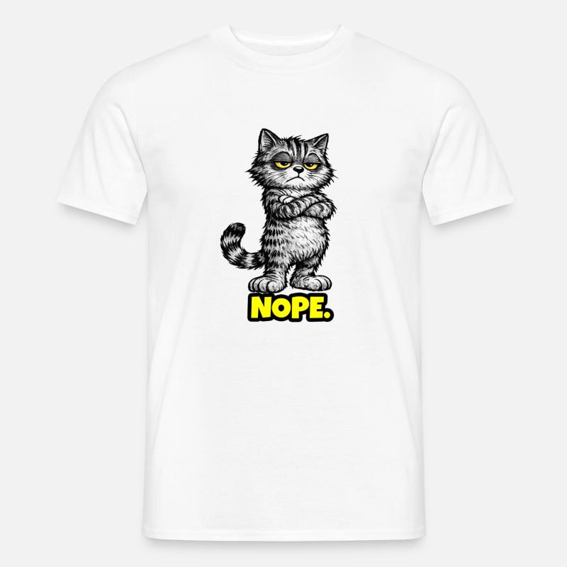 Nope. – Grumpy Katze (Chef Vibes) - Männer T-Shirt - Weiß