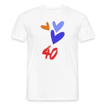 40. 40 YEARS. 40th ANNIVERSARY. 40 YEARS ANNIVERSARY. - Men's T-Shirt - white - Front - AI Model Male 178 dark (178cm)