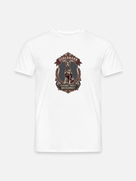Dobermann Vintage Emblem Retro Design - Männer T-Shirt - Weiß