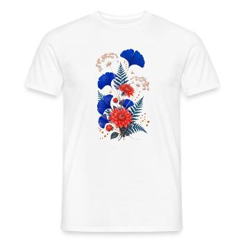 Fleurs Bleues et Dahlias Sauvages - T-shirt homme - blanc - Devant - AI Model Male 178 dark (178cm)