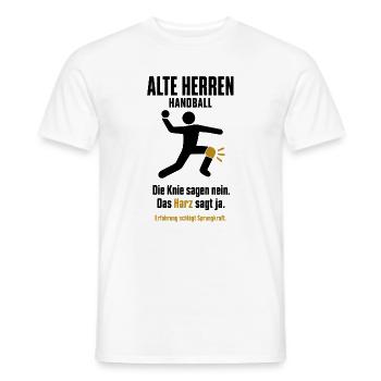 Alte Herren Handball – Die Knie sagen nein - Männer T-Shirt - Weiß - Vorne - AI Model Male 178 dark (178cm)