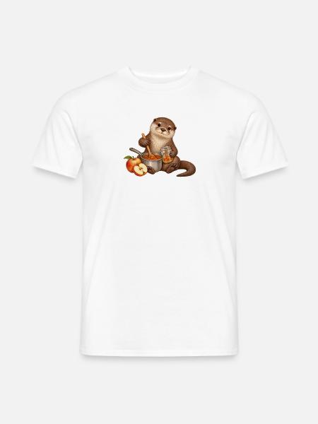 Otter kocht Apfelmarmelade - Männer T-Shirt - Weiß