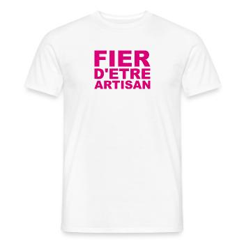 Fier d'Être Artisan - T-shirt homme - blanc - Devant - AI Model Male 178 dark (178cm)