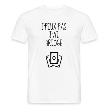 Bridge Card game Kartenspiel Jeu de cartes - Men's T-Shirt - white - Front - AI Model Male 178 dark (178cm)