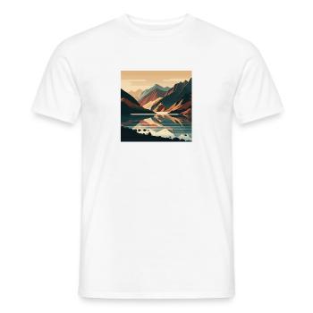 Minimalistische Berglandschaft mit See - Männer T-Shirt - Weiß - Vorne - AI Model Male 178 dark (178cm)