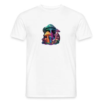 TRIPPY MUSHROOMS - Men's T-Shirt - white - Front - AI Model Male 178 dark (178cm)