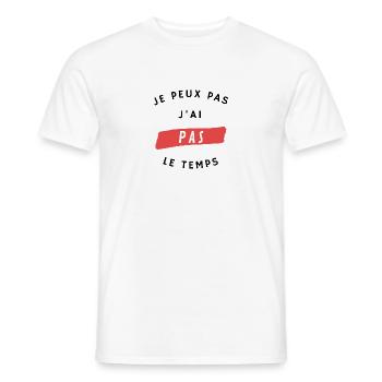 Je peux pas j ai pas le temps - T-shirt homme - blanc - Devant - AI Model Male 178 dark (178cm)