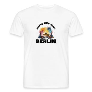 Bonne année avec feux d’artifice à Berlin - T-shirt homme - blanc - Devant - AI Model Male 178 dark (178cm)