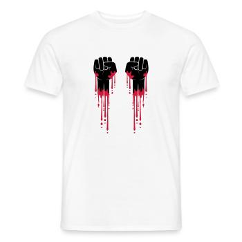 2 faeuste blut faust revolution tropfen graffiti f - Männer T-Shirt - Weiß - Vorne - AI Model Male 178 dark (178cm)
