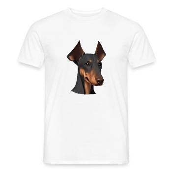 Doberman Doberman chiot chien Doberman dresseur - T-shirt homme - blanc - Devant - AI Model Male 178 dark (178cm)