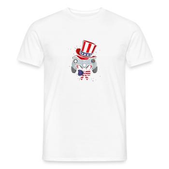 Contrôleur de jeu vidéo Drapeau américain 4 juillet - T-shirt homme - blanc - Devant - AI Model Male 178 dark (178cm)